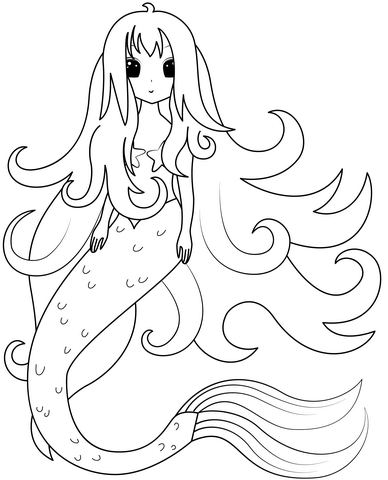 Anime Mermaid Coloring Page